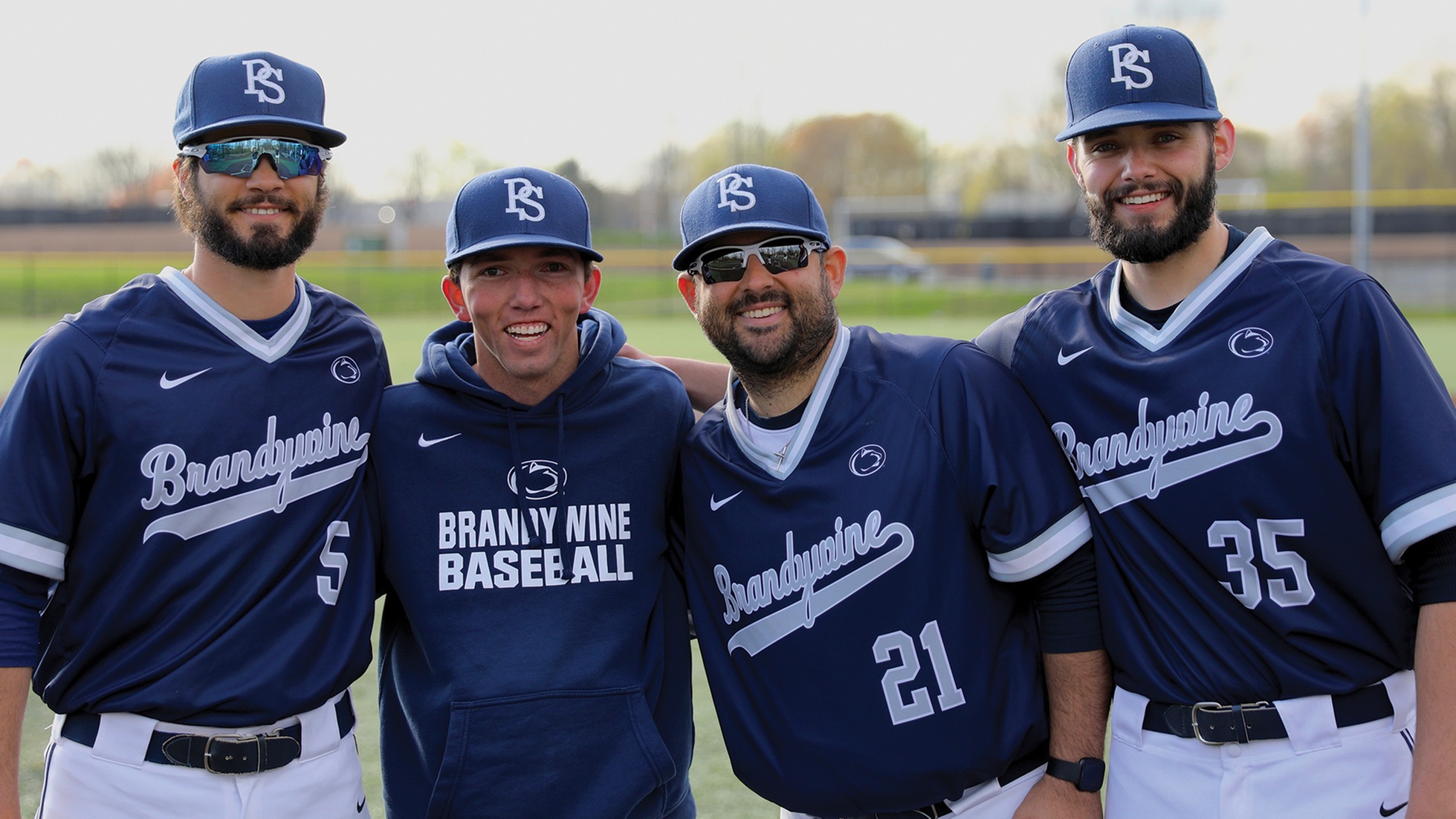 2019 seniors Joey Buoni, Eddie Caufield and Tyler Michaels with Head Coach Vinny Gallo