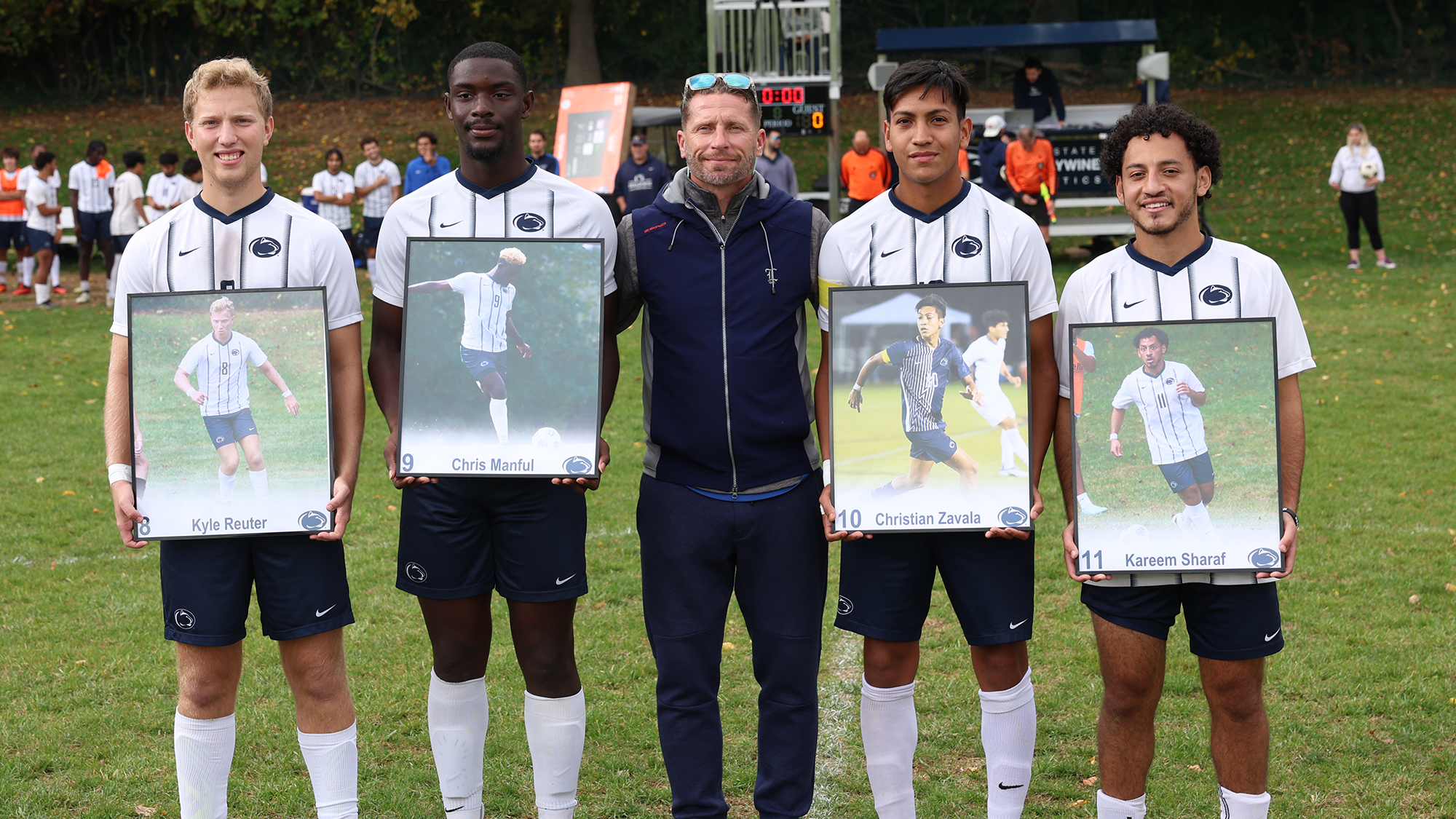 Brandywine seniors Kyle Reuter, Chris Manful, Christian Zavala and Kareem Sharaf with Head Coach Tom Greenawalt
