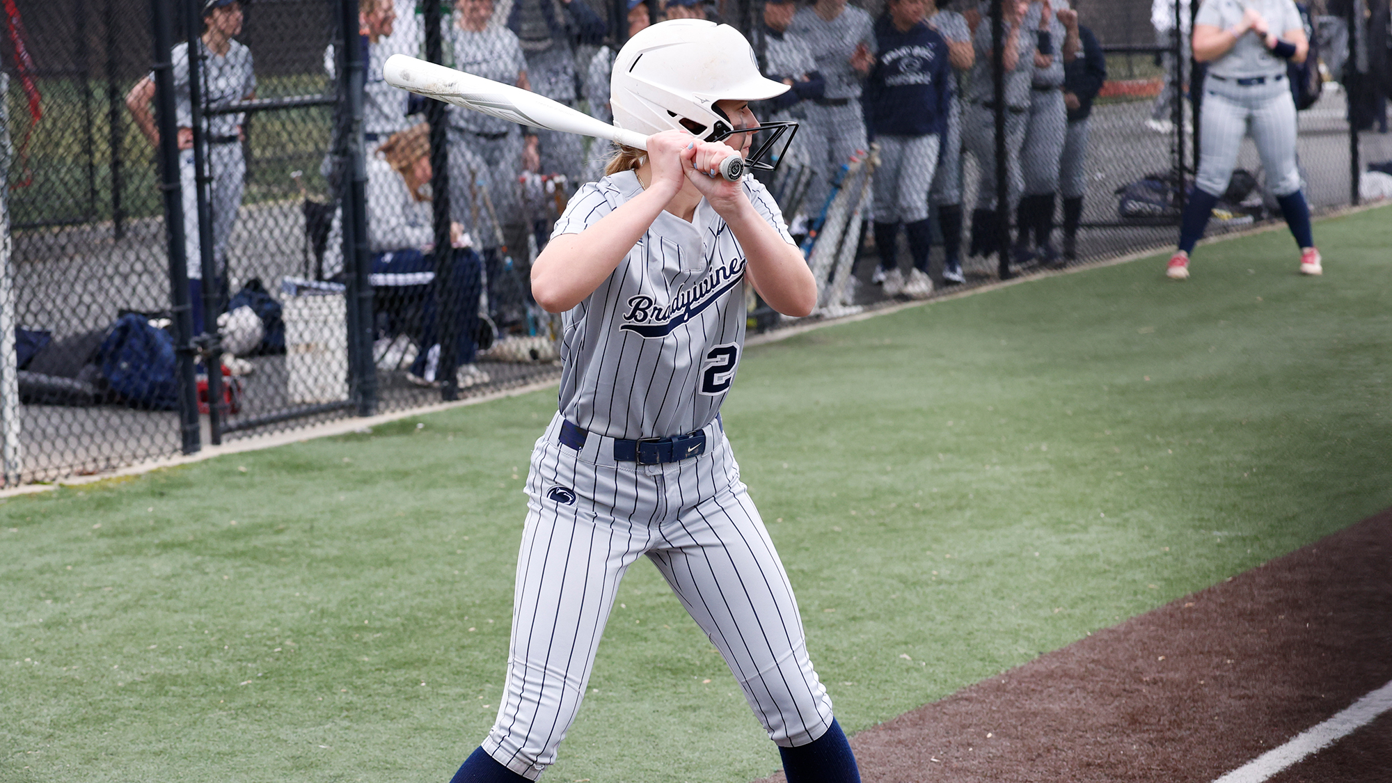 softball player up to bat