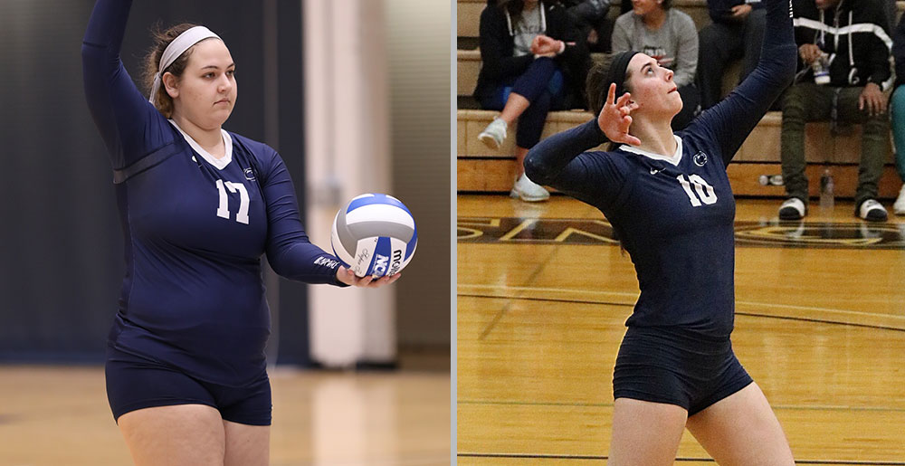 Penn State Brandywine volleyball all-Americans Nicolette Napoleon and Lauren Kelly